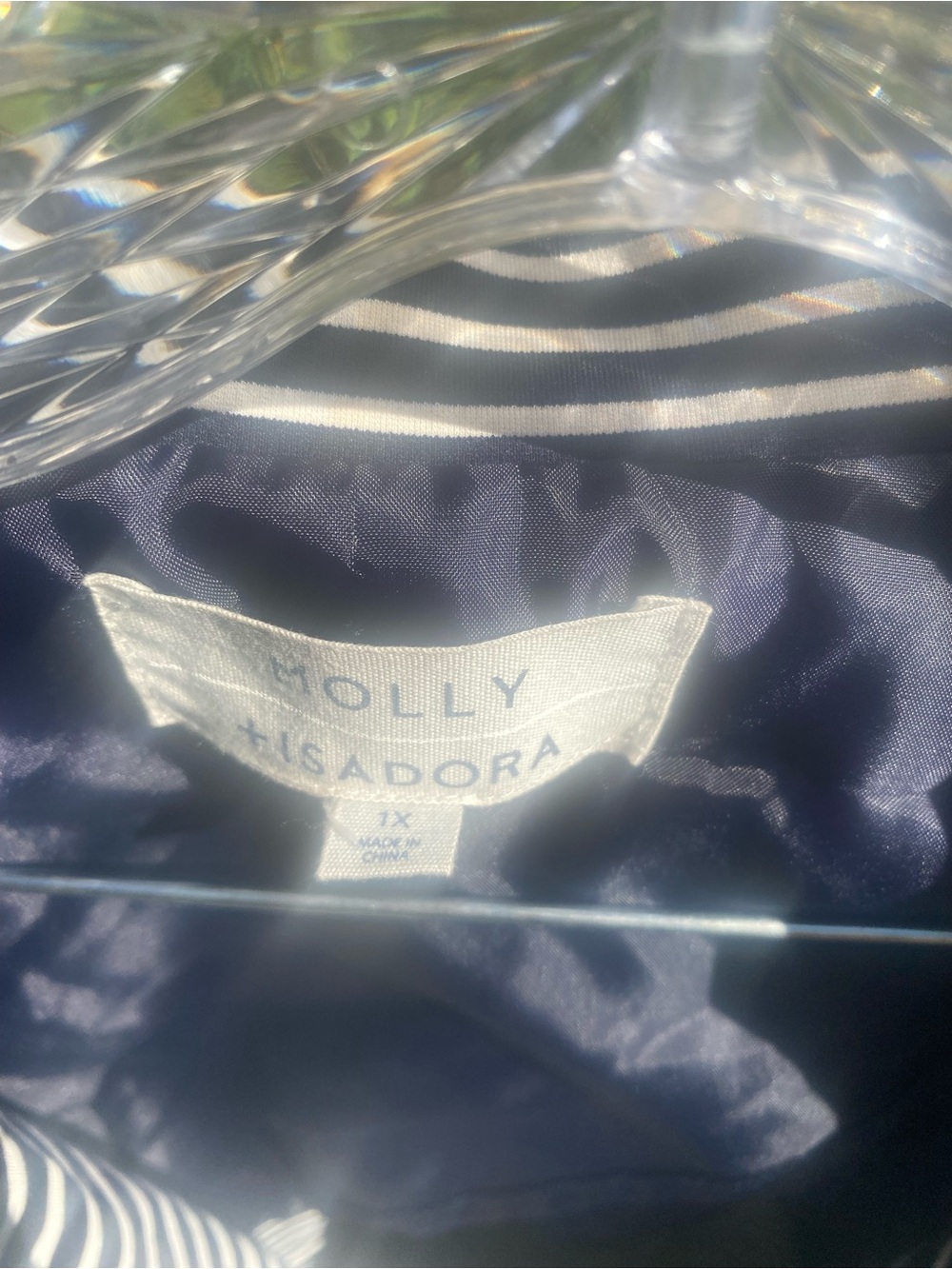 Molly & Isadora Women's Navy & White Striped Sailor Blazer Jacket Office Size 1X - Picture 3 of 8